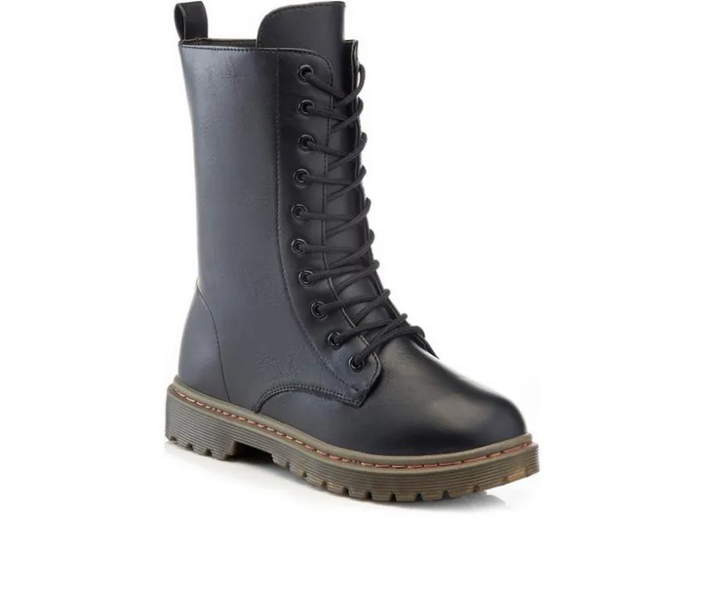 Lace Up>Henry Ferrara Women's B905 Mid Calf Combat Boots