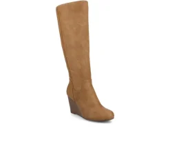 Tall>Journee Collection Women's Langly Wedge Knee High Boots