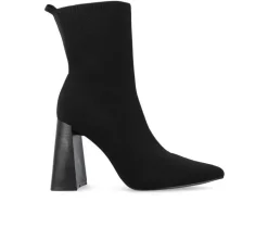 Dress>Journee Collection Women's Noralinn Heeled Stretch Knit Booties