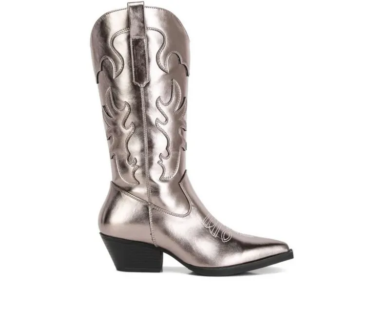 Tall|Dress>London Rag Women's Cowboy Metallic Western Boots