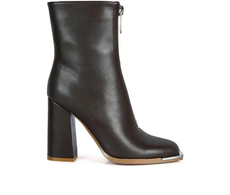 Dress>London Rag Women's Flower Blade Block Heel Booties