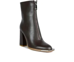 Dress>London Rag Women's Flower Blade Block Heel Booties