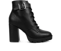 Lace Up|Dress>London Rag Women's Grahams Platform Heeled Combat Boots