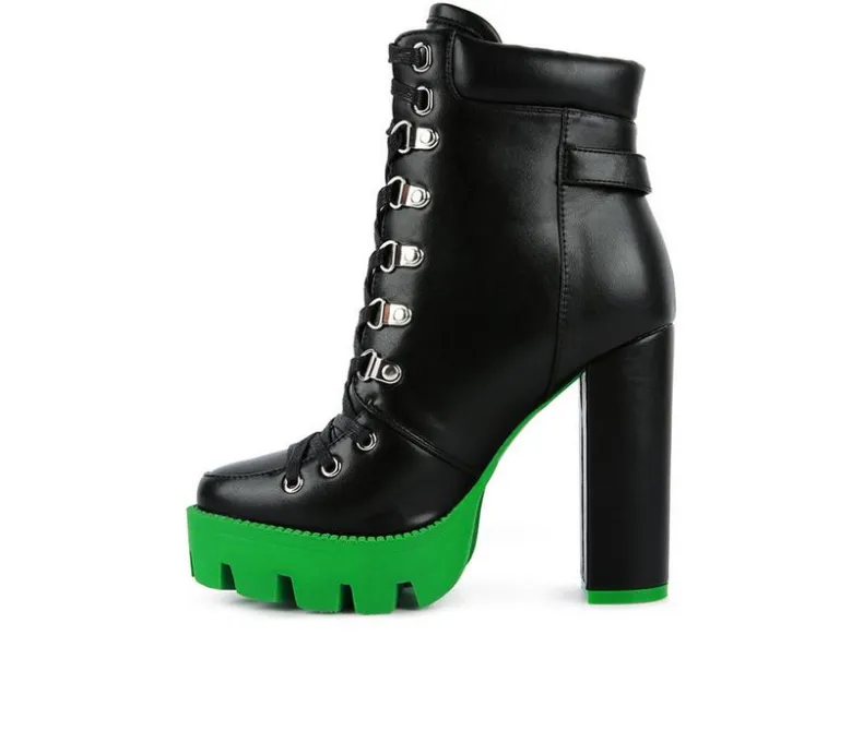 Moto|Lace Up>London Rag Women's Larch Lace Up Platform Booties