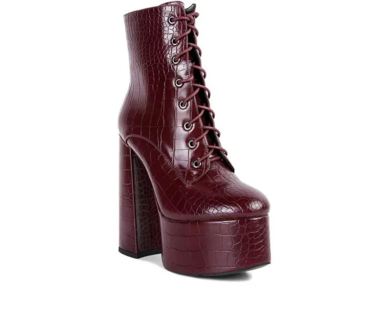 Lace Up|Dress>London Rag Women's Magdalene Platform Heeled Booties