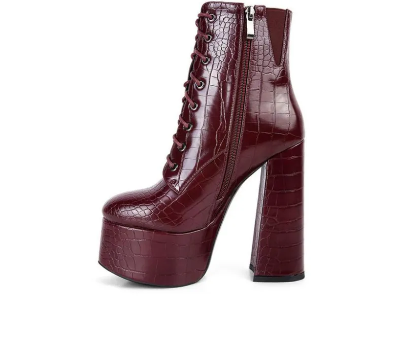 Lace Up|Dress>London Rag Women's Magdalene Platform Heeled Booties