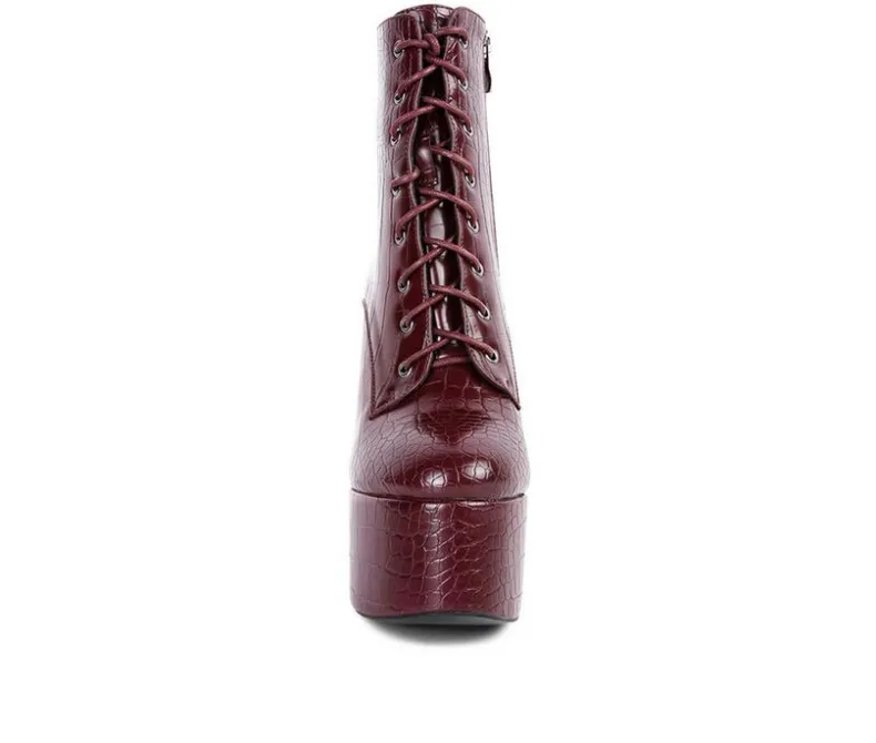 Lace Up|Dress>London Rag Women's Magdalene Platform Heeled Booties
