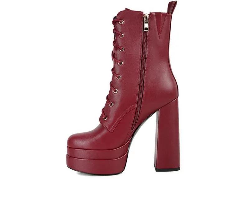 Lace Up|Dress>London Rag Women's Meows Lace Up Platform Heeled Boots