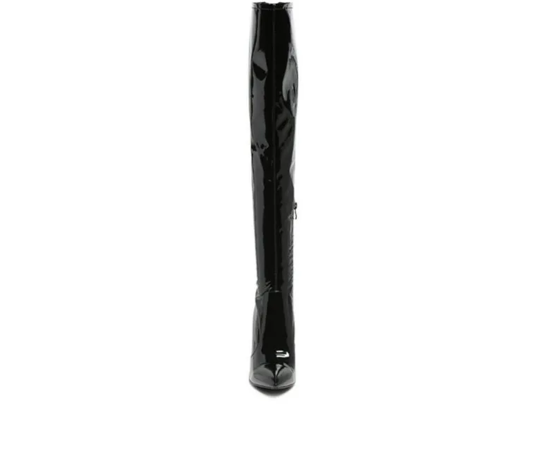 Dress>London Rag Women's Noire Block Heel Knee High Boots