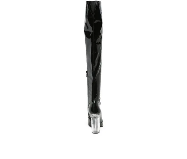 Dress>London Rag Women's Noire Block Heel Knee High Boots