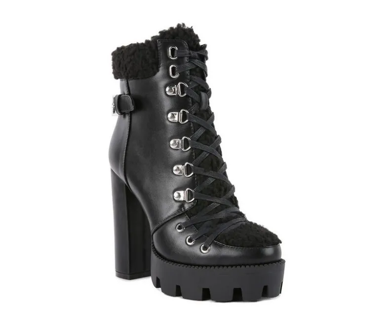 Lace Up|Dress>London Rag Women's Pines Lace Up Heeled Platform Boots