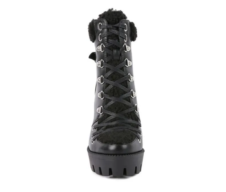 Lace Up|Dress>London Rag Women's Pines Lace Up Heeled Platform Boots