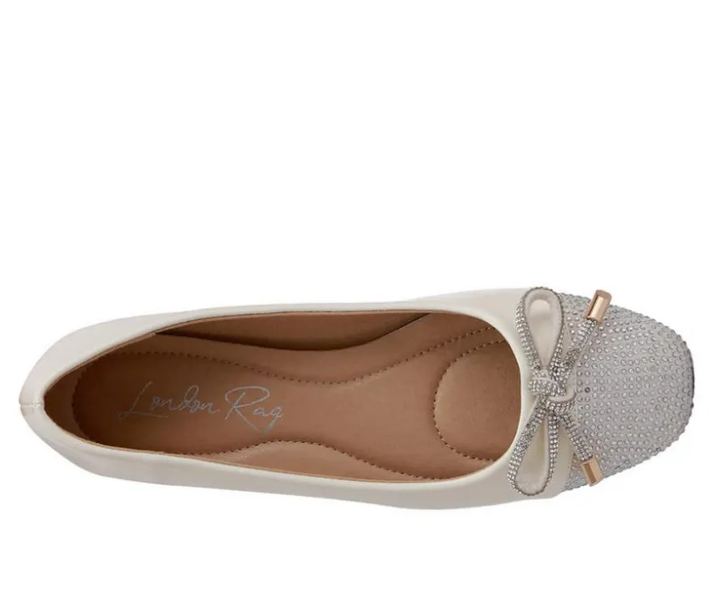 Flats>London Rag Women's Rhinestone Toe Cap Flats