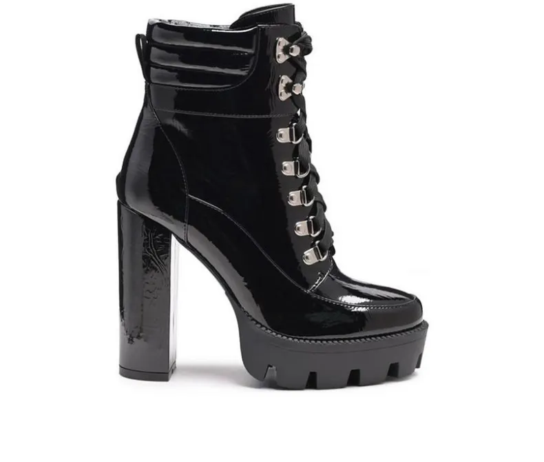 Lace Up|Dress>London Rag Women's Stopper Heeled Combat Booties