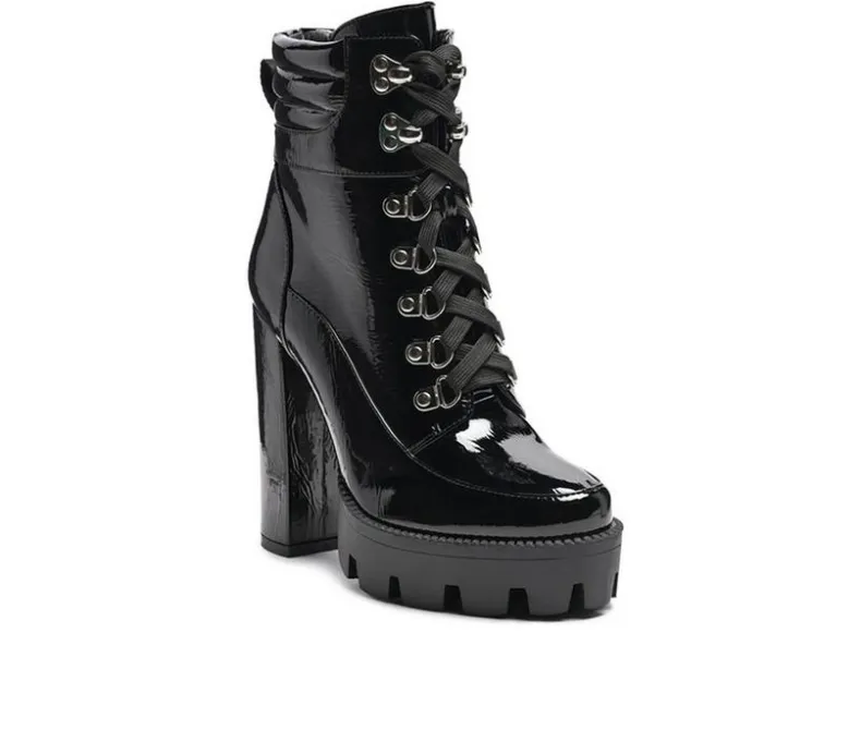 Lace Up|Dress>London Rag Women's Stopper Heeled Combat Booties