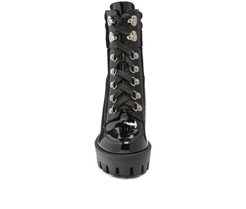 Lace Up|Dress>London Rag Women's Stopper Heeled Combat Booties