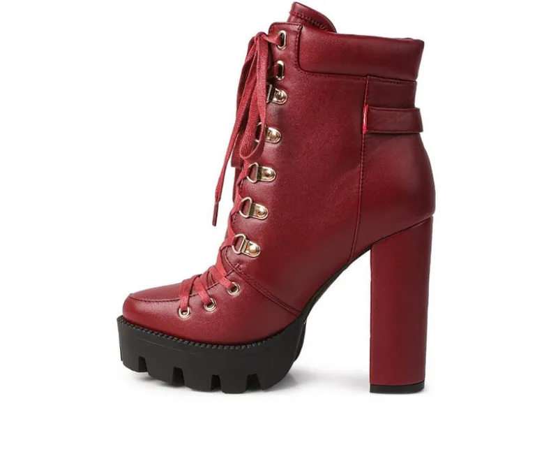 Lace Up|Dress>London Rag Women's Willow Heeled Lace Up Booties