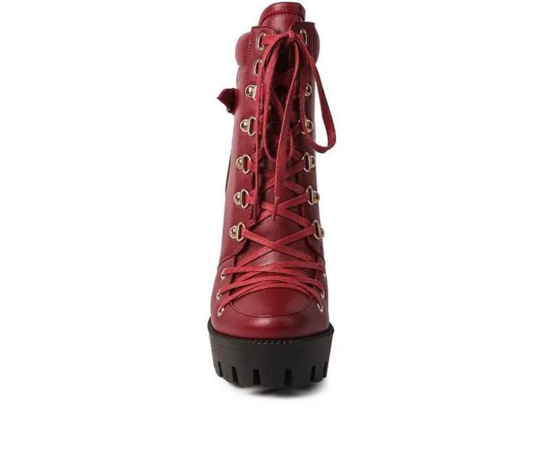Lace Up|Dress>London Rag Women's Willow Heeled Lace Up Booties