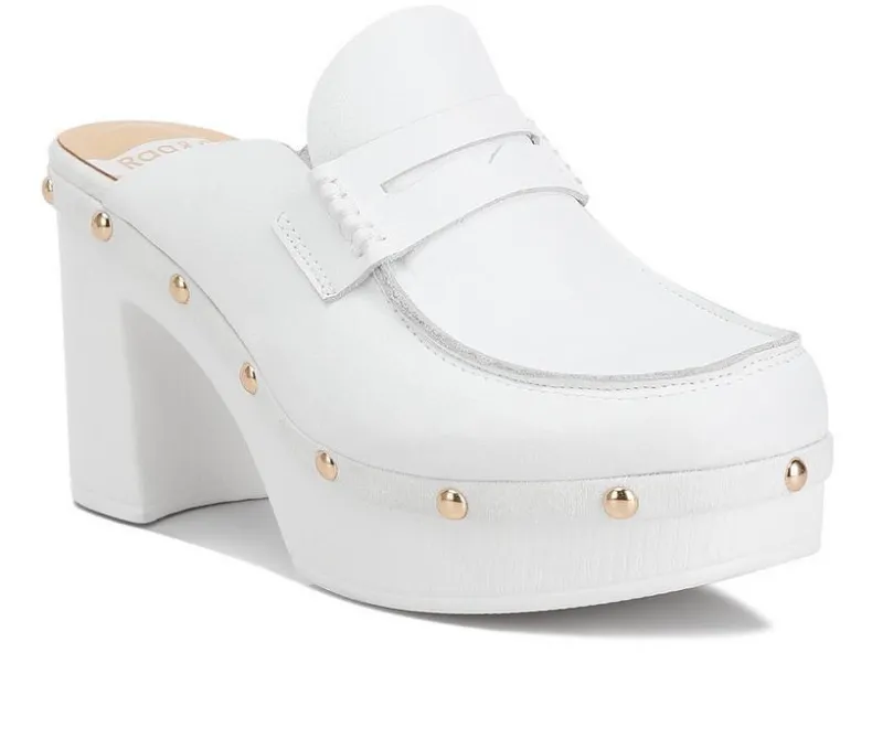 Pumps & Heels|Clogs & Mules>Rag & Co Women's Lyrac Recycled Leather Platform Clogs