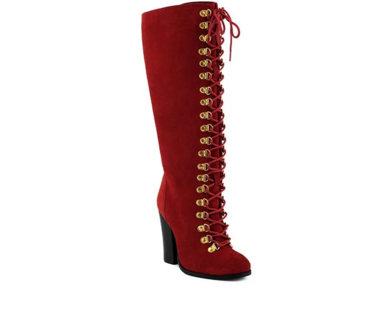 Lace Up|Dress>Rag & Co Women's Sleet-Slay Lace Up Knee High Boots