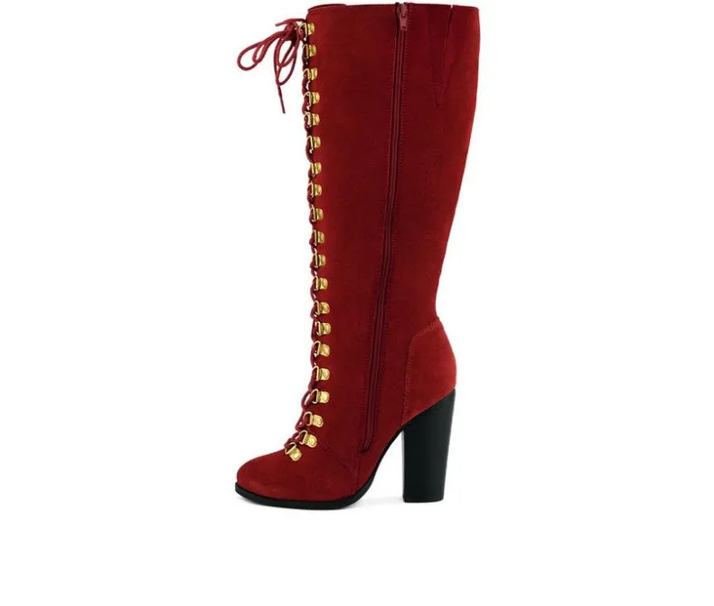 Lace Up|Dress>Rag & Co Women's Sleet-Slay Lace Up Knee High Boots