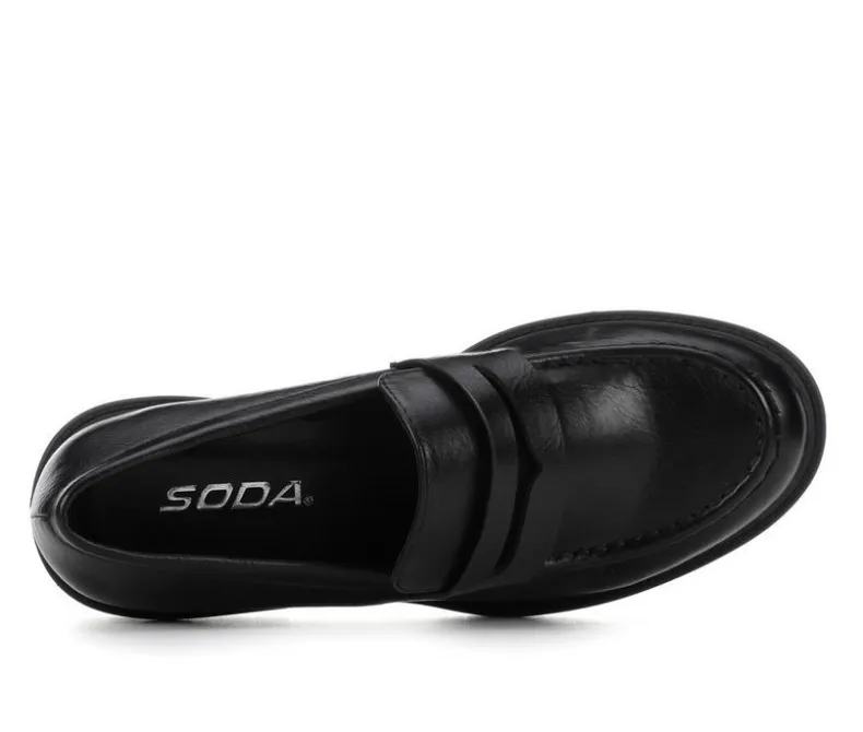 Pumps & Heels|Loafers & Oxfords>Soda Women's Hender-S Block-Heeled Loafers
